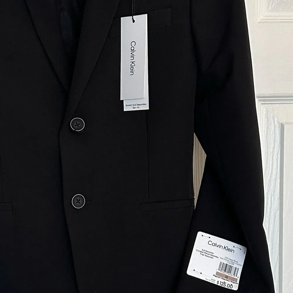 NWT- Calvin Klein Boys US 12 Classic Black Sport Coat